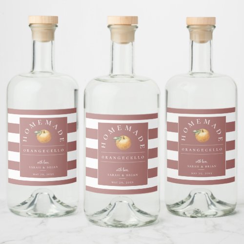 Modern Orangecello Rose Stripe Beverage Label