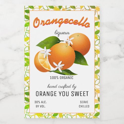 Modern Orangecello Small Bottle Label