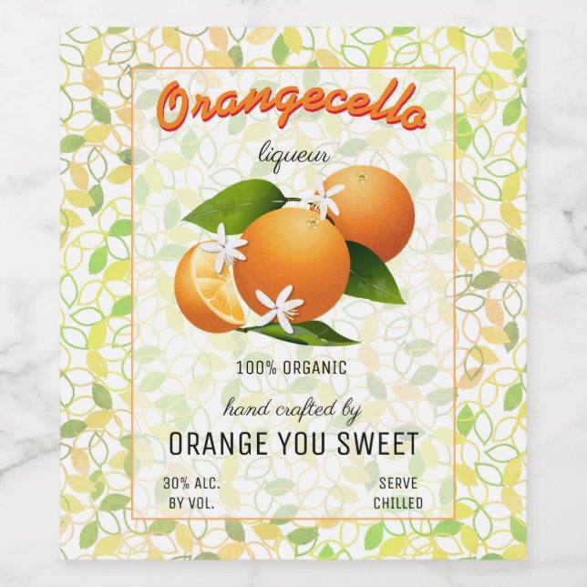 Modern Orangecello Tall Bottle Label (Single Label)