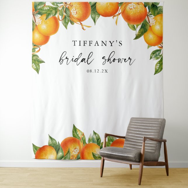 Modern Oranges  Citrus Bridal Shower  Tapestry (In Situ)