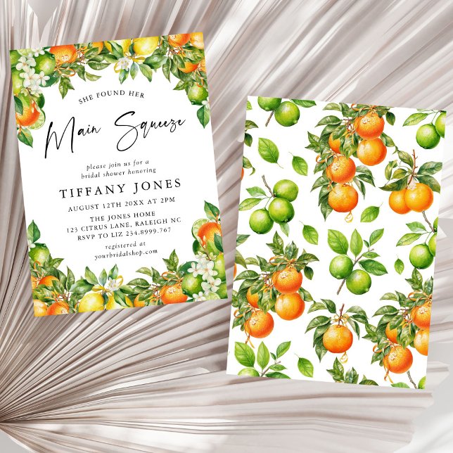 Modern Oranges Lemon Citrus Bridal Shower Invitation (Creator Uploaded)