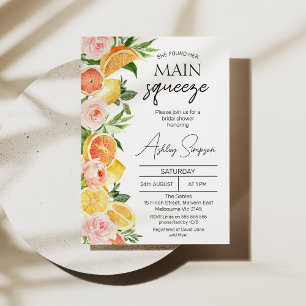 Modern Oranges Lemons Main Squeeze Bridal Shower Invitation