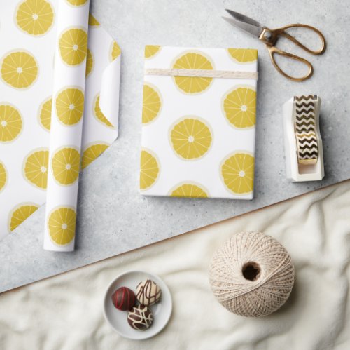 Modern Oranges Pattern Yellow White Wrapping Paper