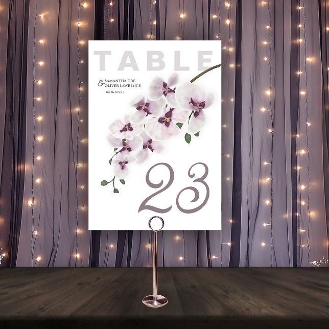 Modern Orchid Charm Wedding Table Number Card (Creator Uploaded)