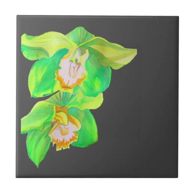 Modern orchid pop art flower ceramic tile (Front)