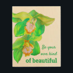 Modern orchid pop art flower inspirational<br><div class="desc">Modern floral watercolor flower art by Sacha Grossel of an orchid flower with lemon and lime citrus color design scheme. Modern and colorful art. Inspirational quote be your own kind of beautiful.</div>