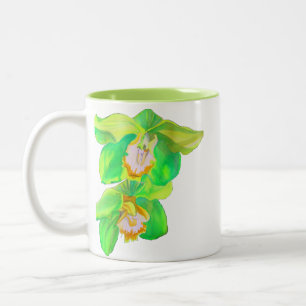 Modern orchid pop art flower Two-Tone coffee mug
