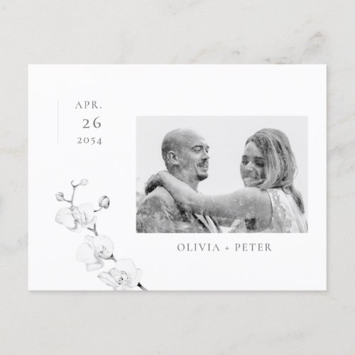 Modern Orchids Engagement Photo Save the Date Announcement Postcard