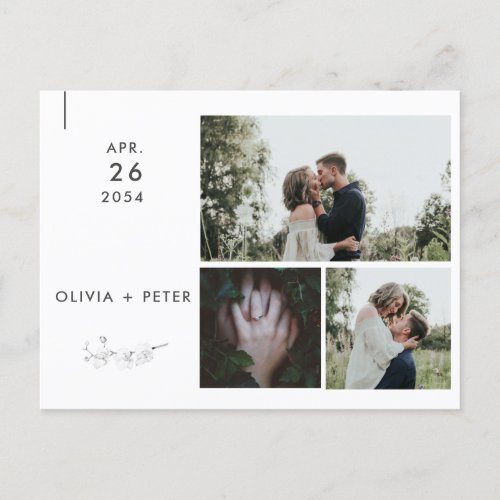 Modern Orchids Minimalist Photo Save the Date Announcement Postcard