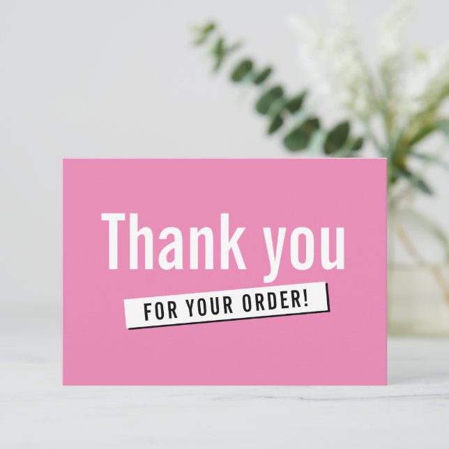 MODERN ORDER INSERT business thank you candy pink Card (Standing Front)