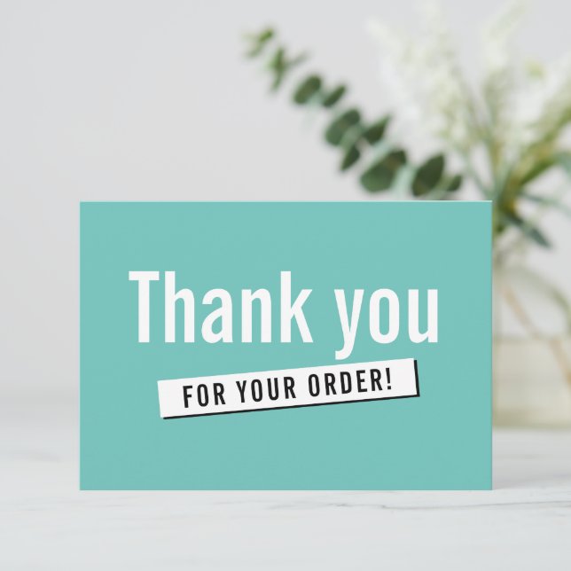 MODERN ORDER INSERT business thank you mint green Card (Standing Front)