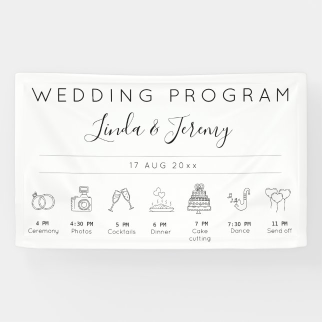Modern Order of Events Wedding Template Banner (Horizontal)
