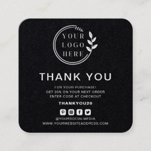 Modern Order Thank You Custom Logo Social Media Square Business Card