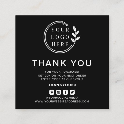 Customizable Modern Order Thank You Custom Logo Social Media Square Business Card