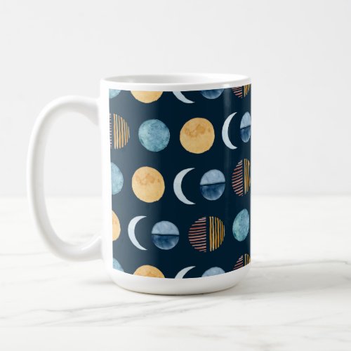 Modern Organic Abstract Sun Moon Geometric Navy Coffee Mug