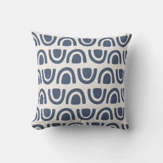 Modern Organic Arch Blocks Navy Cream Pattern Throw Pillow