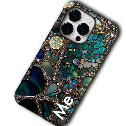 Modern Organic Bling, Botanical,Teal, Gold Case-Mate iPhone 14 Pro Case