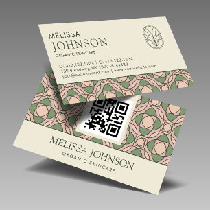 Modern Organic Botanical QR Code Business Card