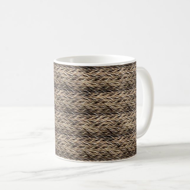 Modern organic brown abstract pattern design 1295 coffee mug (Front Right)