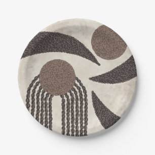 Modern Organic-Coffee Beans-Geometric-Neutral Paper Plates