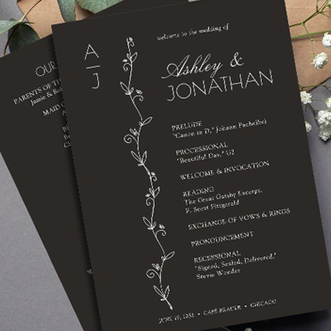 Modern Organic Floral Divider Wedding Program (Creator Uploaded)