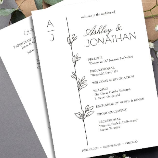 Modern Organic Floral Divider Wedding Program (Creator Uploaded)