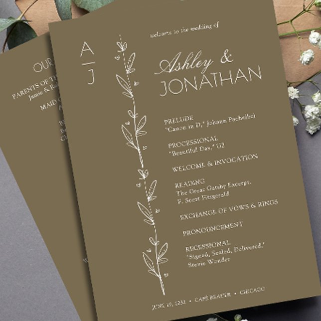 Modern Organic Floral Divider Wedding Program (Creator Uploaded)