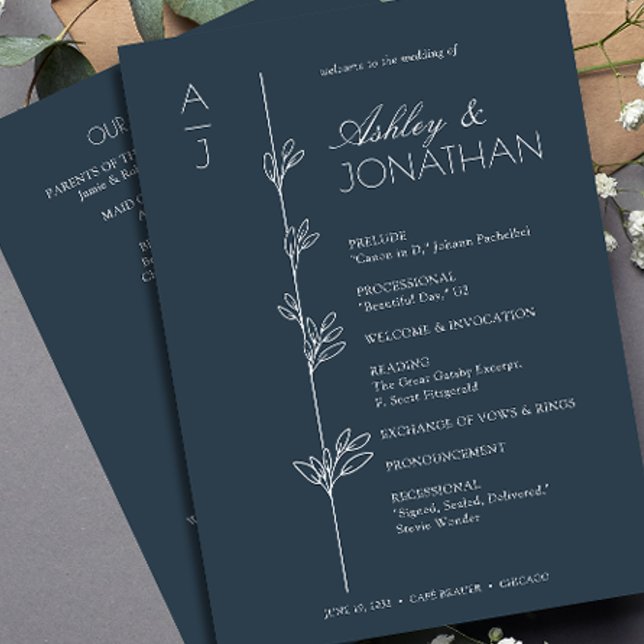 Modern Organic Floral Divider Wedding Program (Creator Uploaded)