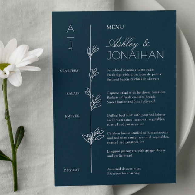 Modern Organic Floral Divider Wedding Reception Menu (Creator Uploaded)