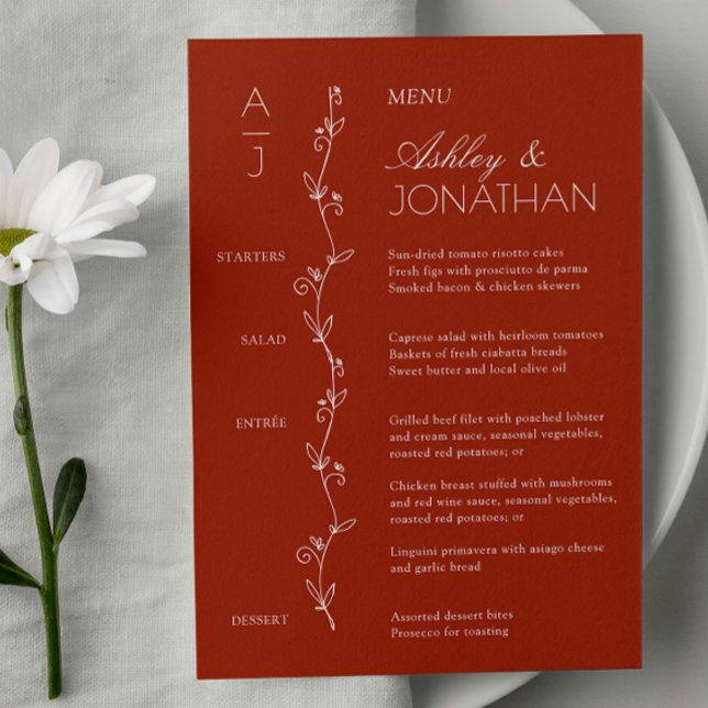 Modern Organic Floral Divider Wedding Reception Menu (Creator Uploaded)