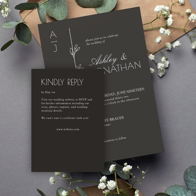 Modern Organic Floral Divider Wedding RSVP Card (Creator Uploaded)