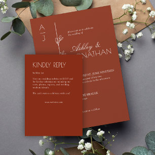 Modern Organic Floral Divider Wedding RSVP Card
