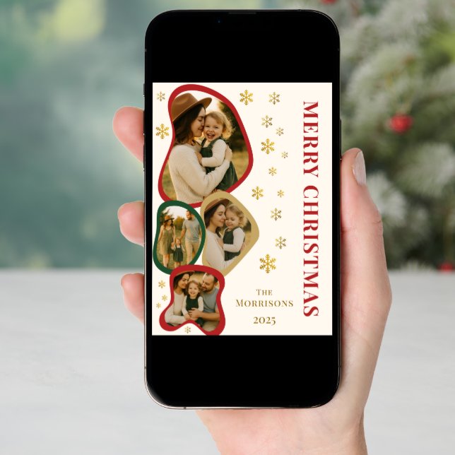 Modern Organic Frame Merry Christmas Photo Card (Front Digital)