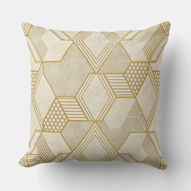 Modern Organic Hexagon Pattern | Cream and Beige 2 Throw Pillow (Front)