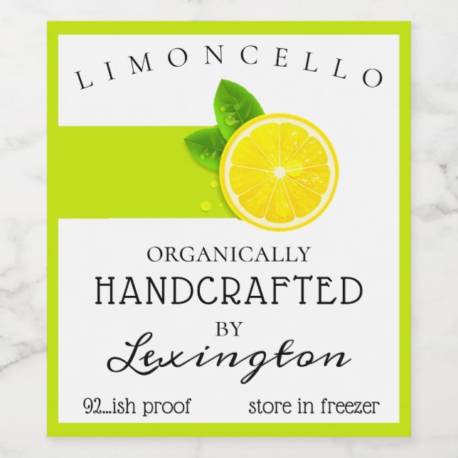 Modern Organic Homemade Limoncello Bottle Label | (Single Label)