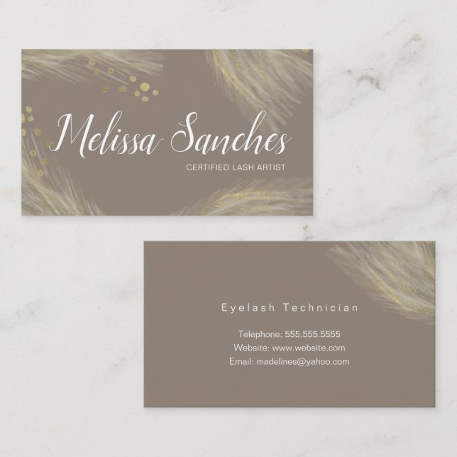 Modern Organic Pampas Natural Gold Business Card (Front/Back)