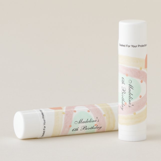 Modern Organic Rainbow Watercolor Birthday Lip Balm (Front)