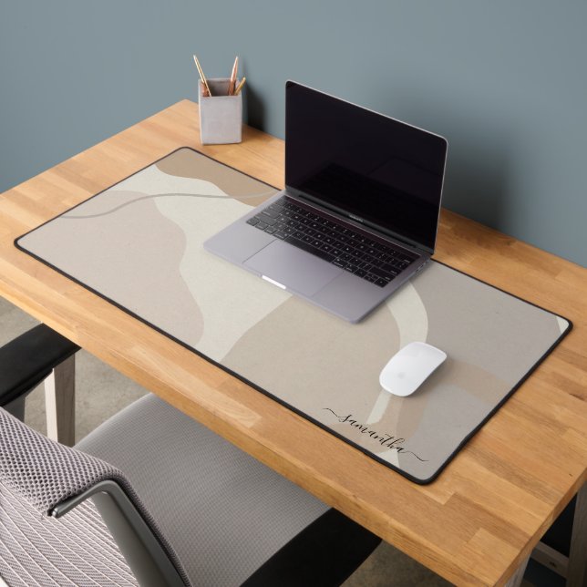 Modern organic shapes script font monogram desk mat (Office 2)