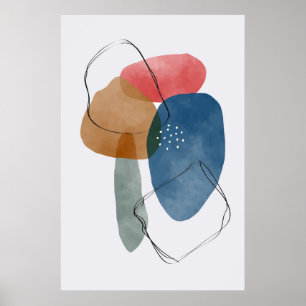 Modern Organic Shapes Watercolors Abstract Art 3 Poster
