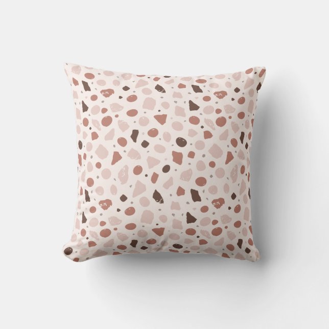 Modern Organic Terrazzo | Abstract Stone Mosaic Throw Pillow (Front)
