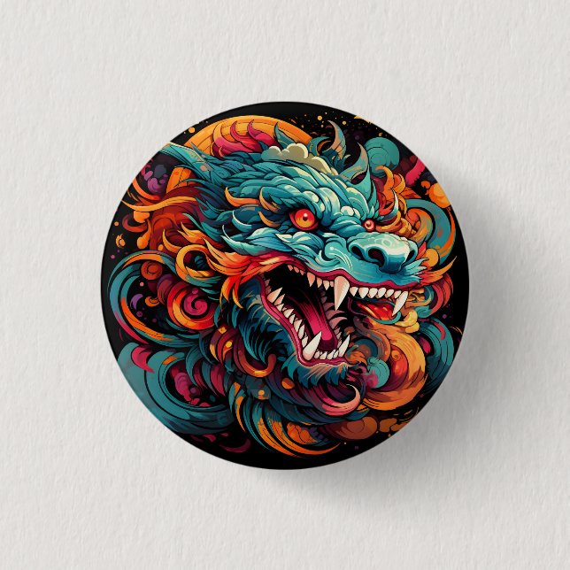 Modern Oriental Dragon Majesty Button (Front)
