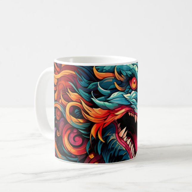 Modern Oriental Dragon Majesty Coffee Mug (Front Left)