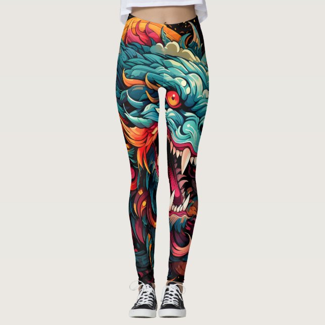 Modern Oriental Dragon Majesty Leggings (Front)