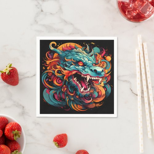 Modern Oriental Dragon Majesty Napkins