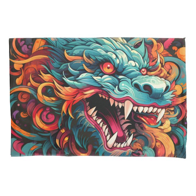 Modern Oriental Dragon Majesty Pillow Case (Front)