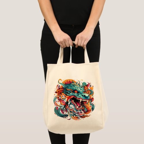 Modern Oriental Dragon Majesty Tote Bag