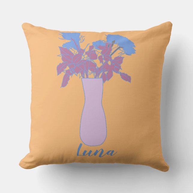 Modern Original Flower Art  Illustration Throw Pillow (Front)