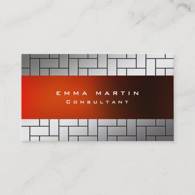 Modern Original Grey Red Unique Trendy Creative Business Card (Front)