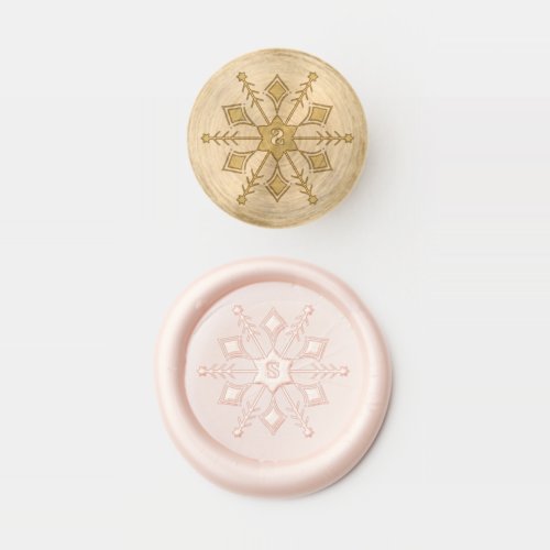Modern Original Snowflake with Initial  Wax Seal Stamp