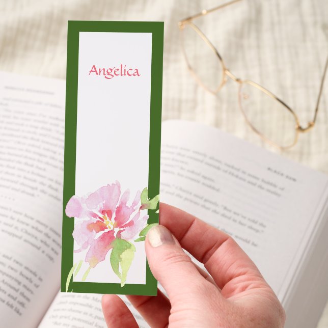 Modern Original Watercolor Peony Custom Scripture Bookmarks (Hand)